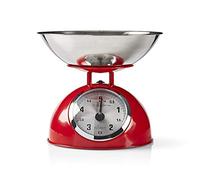 NEDIS Balance de Cuisine numérique | Analogique | Acier | Removable Bowl | Rouge