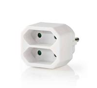 Nedis Séparateur de prise de courant PSSPL200C1WT, 2 prises, connecteur Euro, Blanc