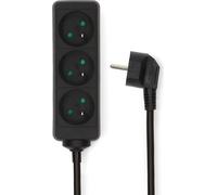 Nedis, bloc 3 prises 3680W 16A avec contacts latéraux 1,5m type E, noir