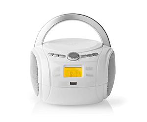 Nedis Boombox 9W Bluetooth® Lecteur CD/Radio F, Blanc
