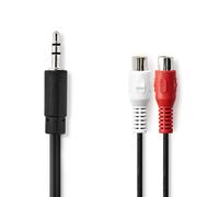 Nedis Câble Adaptateur audio jack 3,5 mm vers 2 RCA femelle 20 cm Noir