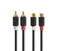 Nedis, Câble audio avec deux fiches RCA sur deux prises RCA, 2m, gris anthracite
