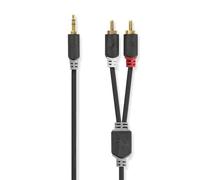Câble audio stéréo 3,5 mm mâle - 2x rca mâles 2,0 m anthracite