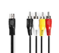 Nedis Câble audio DIN 5 broches – 4 fiches RCA nickelées – 1 m rond PVC noir avec étiquette