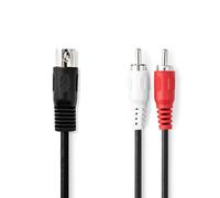 Nedis Câble audio DIN / DIN 5 broches mâle / 2x RCA mâles / Nickelé / 1.00 m / Rond / PVC / Noir / Label