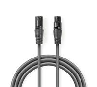 Nedis Câble audio équilibré / XLR 3 broches mâle / XLR 3 broches femelle / Nickelé / 3.00 m / Rond / PVC / Gris foncé / Etui carton