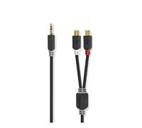 Nedis Câble Audio Jack 3.5mm Mâle vers Double RCA Femelle 0,2m Gris anthracite