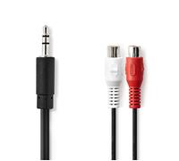 Nedis Câble audio mini jack stéréo (M) pour RCA (F) 20 cm noir rond