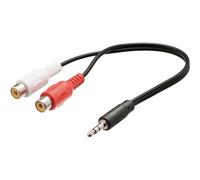 Nedis - Câble audio - mini-phone stereo 3.5 mm mâle pour RCA femelle - 20 cm - noir - rond