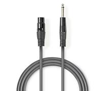 Nedis Câble audio non équilibré / XLR 3 broches femelle / 6.35 mm mâle / Nickelé / 5.00 m / Rond / PVC / Gris foncé / Etui carton