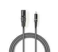 Nedis Câble audio non équilibré - XLR 3 broches mâle - RCA - nickelé - 1.50 m - rond - PVC - gris foncé - étui carton