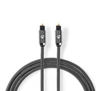Nedis Câble audio optique / Toslink mâle / Toslink mâle / 3.00 m / Rond / Coton / Gris Gun Metal / Emballage avec fenêtre transparente