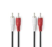 NEDIS Câble audio stéréo - 2 fiches RCA - 2 fiches RCA mâles - Nickelé - 2 m - Rond - Noir - Label