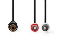 Nedis, Câble audio stéréo 2 RCA mâle vers RCA femelle 0,20 m Son stable, noir