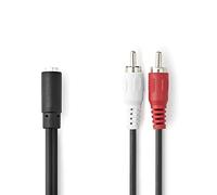 Nedis Câble audio stéréo CAGB22255BK02 2x RCA mâle vers 3,5 mm femelle 20 cm noir