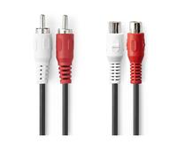 Nedis Câble Audio Stéréo 2x RCA Mâle vers Femelle 5m Connexion Stable Noir