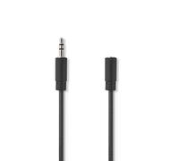 Nedis Câble audio stéréo / 3.5 mm mâle / 3.5 mm femelle / Nickelé / 2.00 m / Rond / Noir / Boîte