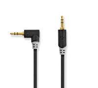 Nedis, Câble audio stéréo 3.5mm / 3.5mm prise jack coudée 1m, gris anthracite