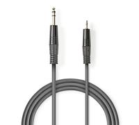 Nedis câble audio stéréo - 6.35 mm mâle - 3.5 mm mâle - nickelé - 3.00 m - rond - gris foncé - étui en carton