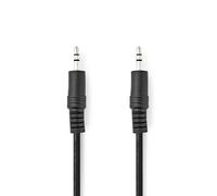 NEDIS Câble Audio Stéréo Cable Auxiliaire Cable Casque - Fiche Mâle 3,5 mm - Fiche Mâle 3,5 mm - Nickelé - 1 m - Rond - Noir - Label