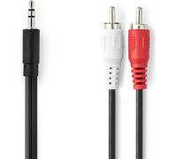 Nedis Câble audio stéréo - fiche 3,5 mm - 2x fiche RCA - nickelé - 3,00 m - rond - noir - boîte