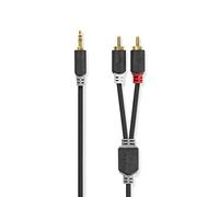 Câble audio stéréo 3,5 mm mâle - 2x rca mâles 0,5 m anthracite