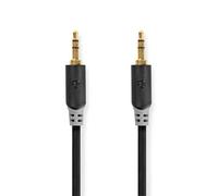 Nedis, Câble audio stéréo rond, 2 prises jack 3,5 mm, 1 m, gris anthracite