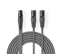 Nedis Câble audio symétrique - 2x XLR 3 broches mâle - XLR 3 broches femelle - Nickelé - 1.50 m - Rond - PVC - Gris foncé - Fourreau carton