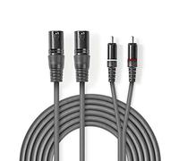 Nedis Câble audio COTH15210GY15 - 2 x XLR mâles 3 broches vers 2 x RCA mâles - 1,5 m - Gris
