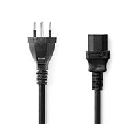 Nedis câble d'alimentation - CH type 12 - IEC-320-C13 - droit - droit - nickelé - 2.00 m - rond - PVC - noir - étiquette