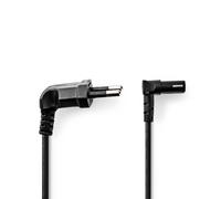 Nedis câble d'alimentation - Euro mâle - IEC-320-C7 - coudé à 90° - coudé à 90° - nickelé - 2.00 m - plat - PVC - noir - Étiquette
