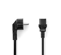 NEDIS Câble d'alimentation | Fiche Contact de Protection | IEC-320-C13 | coudé | Droit | nickelé | 2 m | Rond | PVC | Noir | Sac en Plastique