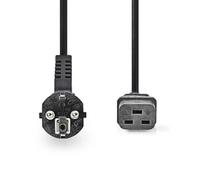 Nedis Câble d'alimentation - Fiche de Contact de Protection - IEC-320-C19 - Coudé - Droit - Nickelé - 2 m - Rond - PVC - Noir - Étiquette