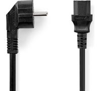 Nedis Câble d'alimentation - Fiche de contact de terre - IEC-320-C13 - coudé - droit - nickelé - 2,00 m - rond - PVC - noir - boîte