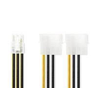 Nedis Câble d'alimentation Interne | 2X Molex Mâle | PCI Express Femelle | Plaqué Or | 0.20 m | Rond | PVC | Jaune/Noir | Sac en Plastique