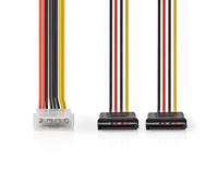 NEDIS Câble d'alimentation interne | Molex Male | 2x SATA 15 broches femelle | Plaqué or | 0.15 m | Rond | PVC | Multicolore | Boîte