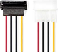 Nedis Câble d'alimentation interne | Molex mâle | SATA 15 pins femelle | Plaqué or | 0.15 m | rond | PVC | Divers | Sac plastique NE550677282
