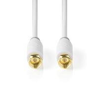 Nedis Câble d'antenne et de Satellite | F-Mâle | F-Mâle | Plaqué Or | 75 Ohm | Blindé Simple | 2.00 m | Rond | PVC | Blanc | Boite avec Fenêtre