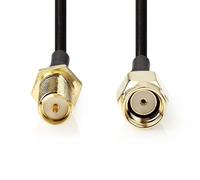 NEDIS Câble d'antenne - RP SMA mâle - RP SMA femelle - Plaqué or - 50 Ohm - Blindage individuel - 5 m - Rond - PVC - Noir - Label