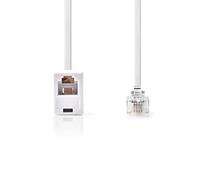 NEDIS Câble d'extension RJ11 plat RJ11 mâle vers femelle Blanc 10 m