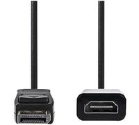 Nedis Câble Displayport - DisplayPort mâle - HDMI sortie - 1080p - nickelé - 0.20 m - rond - PVC - noir - enveloppe