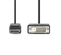 NEDIS Câble Displayport - Fiche DisplayPort - Connecteur DVI-D 24+1 broches - 1080p - Nickelé - 2 m - Rond - PVC - Noir - Étiquette