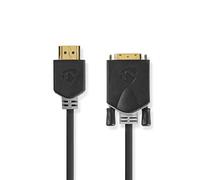 Nedis Câble HDMI - DVI Connecteur HDMI - DVI-D 24+1 Broches mâle, Anthracite, 2,0 m