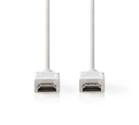 NEDIS Câble HDMI haute vitesse avec Ethernet - Connecteur HDMI - 4K @ 60Hz - ARC - 18 Gbps - 2 m - Rond - PVC - Blanc - Label