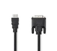 NEDIS Câble HDMI? | HDMI? Connecteur | DVI-D 24 + 1 Broches mâle | 1080p | Plaqué Nickel | 2.00 m | Droit | PVC | Noir | étiquette