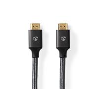 Nedis Câble High Speed HDMI ™ avec Ethernet / HDMI™ mâle / HDMI™ mâle / 4K@60Hz / ARC / 18 Gbps / 1.00 m / Rond / Coton / Gris / Gris Gun Metal / Emballage avec fenêtre transparente