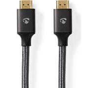 Nedis Câble High Speed HDMI ™ avec Ethernet / HDMI™ mâle / HDMI™ mâle / 4K@60Hz / ARC / 18 Gbps / 5.00 m / Rond / Coton / Gris / Gris Gun Metal / Emballage avec fenêtre transparente