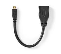 Nedis Câble High Speed HDMI ™ avec Ethernet / HDMI™ micro mâle / HDMI™ sortie / 4K@30Hz / 10.2 Gbps / 0.20 m / rond / PVC / noir / enveloppe
