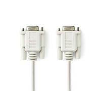 NEDIS Câble null modem | D-SUB 9 broches femelle | D-SUB 9 broches | nickelé | 2.00 m | rond | PVC | ivoire | sac en plastique