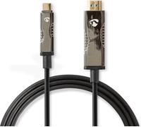 Nedis câble optique USB (actif) / USB-C™ mâle / HDMI™ mâle / 18 Gbps / 20.0 m / rond / PVC / noir / emballage carton